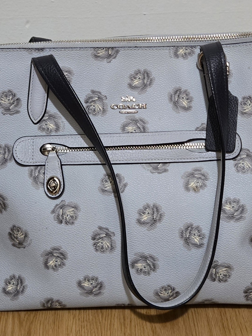 COACH Light Blue Floral Tote Bag